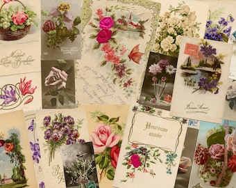 French Floral Postcards: Vintage Printable Ephemera (Digital Download)