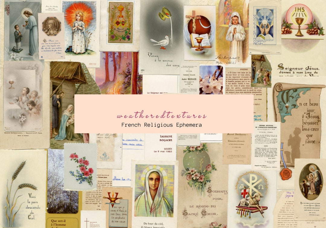 French Religious Ephemera Printable Digital Download Junk Etsy