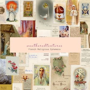 Französische religiöse Ephemera, bedruckbarer digitaler Download Junk Journal, Scrapbooking, Papierhandwerk, Kit 6