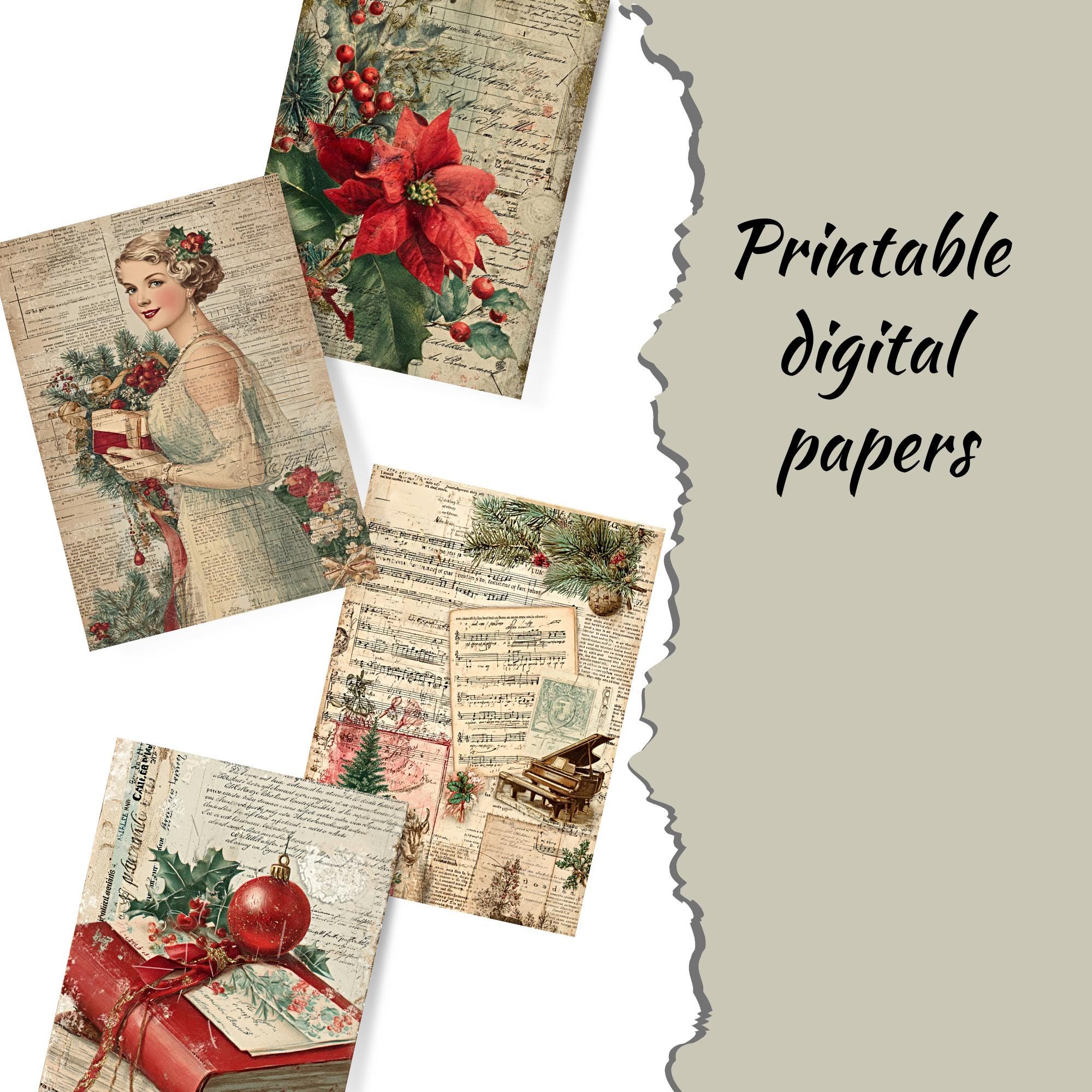 Vintage Christmas Junk Journal Kit – Retro Holiday Ephemera (digital ...