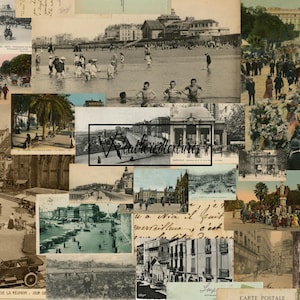 Cartes postales françaises vintage - Téléchargement numérique - Papiers anciens - Tableaux à épingler pour la journalisation et l'art - Bâtiments français et scènes de rue Kit 5