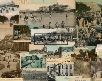 Vintage French Postcard Printables: Antique Ephemera for Journals (Digital Download)