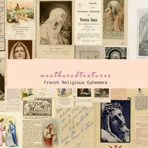 French Religious Ephemera, Printable Digital download Junk Journal, Scrapbooking, Paper Crafts