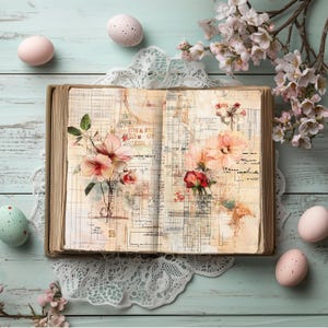 Junk Journal Printable, 10 Printable Journal Pages - Kit 156