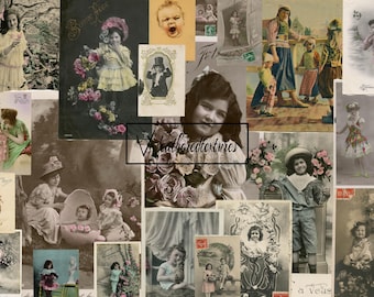 Vintage French Children Postcards: Printable Nursery Decor (Digital Download)