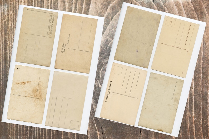 May include: A sheet of vintage postcards with blank spaces for writing messages. The postcards are cream-colored with black lines and text. The text on the postcards reads "Carte Postale" and "Berlin-Wilmersdorf".