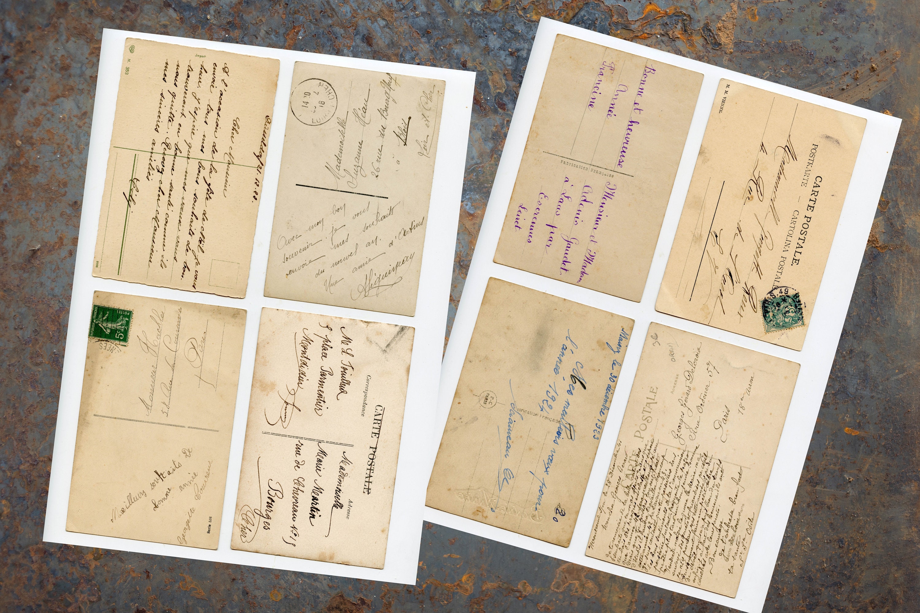 Vintage Postcards' Back in French Handwritten French Etsy