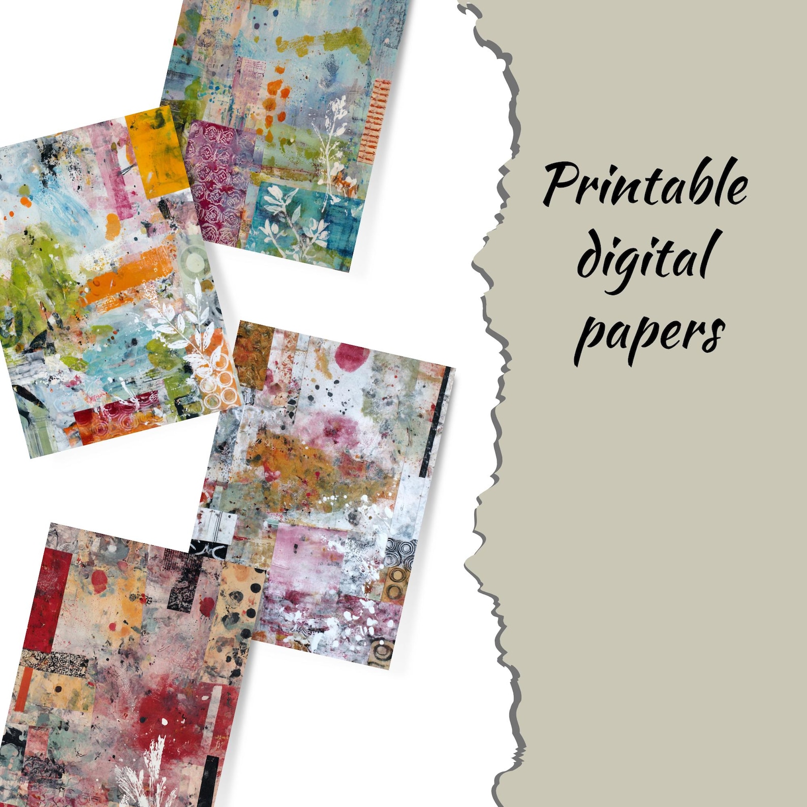 Junk Journal Collage Papers | Printable Mixed Media Sheets for ...