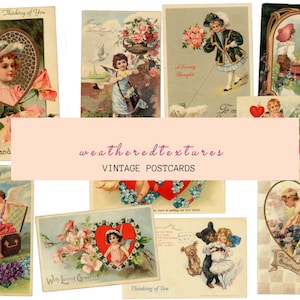 Paquet d'éphémères de journal indésirable, images de carte postale pour enfants en téléchargement numérique instantané, ensemble de cartes postales vintage pour enfants, éphémères imprimables, kit 2