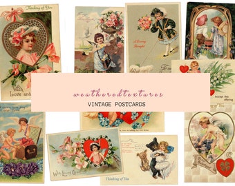 Vintage Children&#39;s Postcard Ephemera: Junk Journal Images (Digital Download)