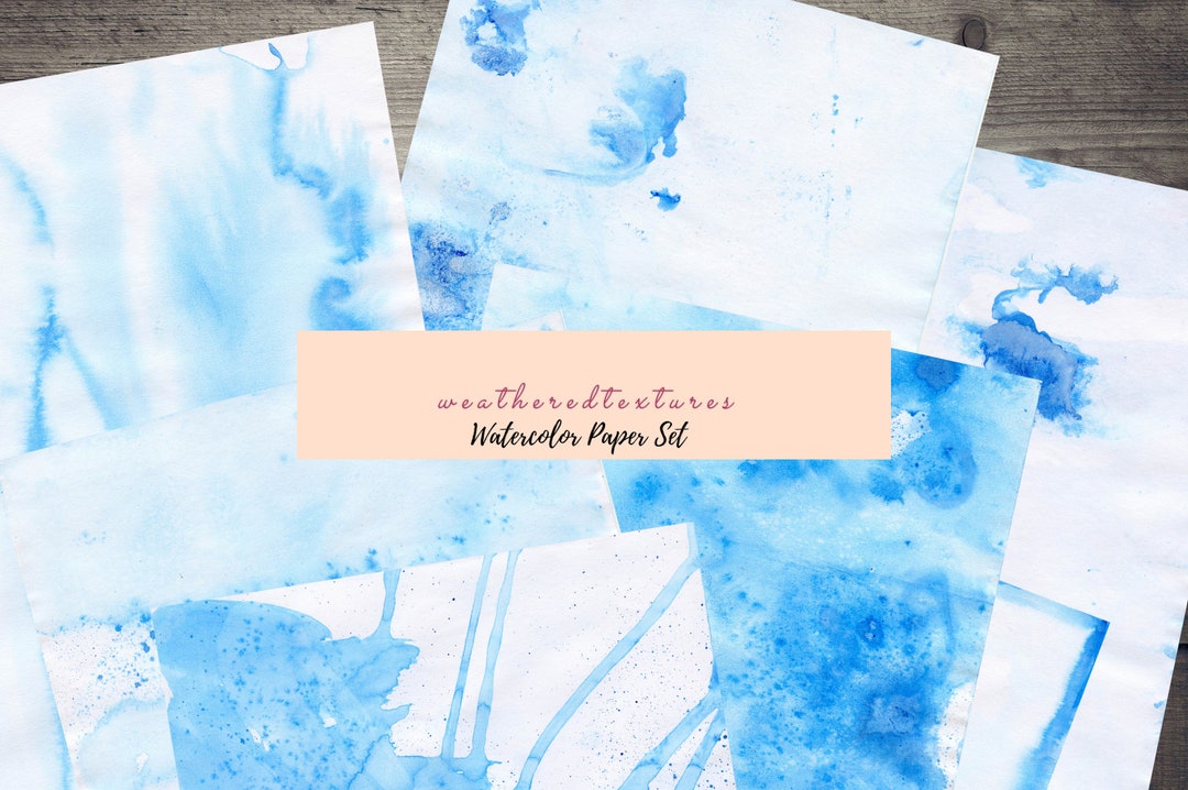Watercolour Paper Set, Blue Colour Paper, Scrapbook Papers, Digital ...