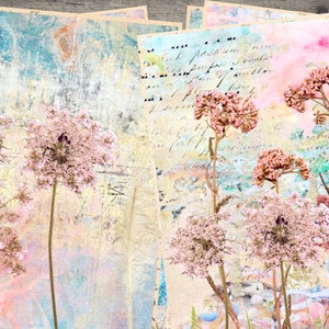Floral Junk Journal Kit: Printable Scrapbook Paper (Digital Download, 16 Sheets, 8.5x11 in