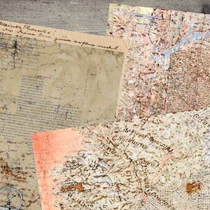 Vintage Map Printable Junk Journal Kit, digitaler Download, 10 Bögen Vintage Paper Pack für Scrapbooking & Crafting - Kit 68