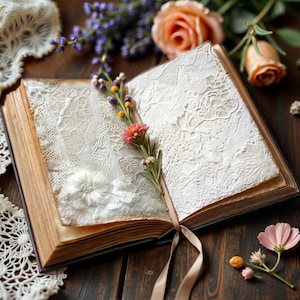 Vintage Lace Digital Paper: Shabby Chic Scrapbook Backgrounds (8.5x11in JPG)