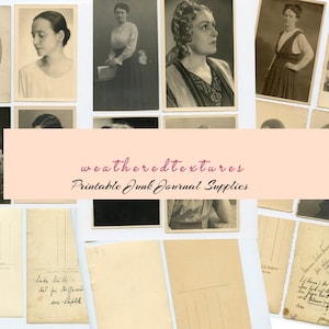 Junk Journaling Ephemera, Digitale Antieke Portretten, Junk Journal Vintage Vrouwen, Vintage Foto's Digitaal, Afdrukbare Antieke Portretten, Sepia