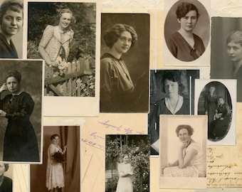 Antique Women Portraits: Sepia Vintage Photos, Junk Journal Ephemera (Digital Download)