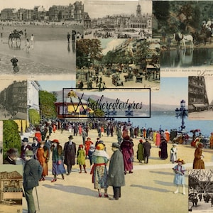 Cartes postales françaises vintage - Téléchargement numérique - Papiers anciens - Tableaux à épingler pour la journalisation et l'art - Bâtiments français et scènes de rue Kit 3