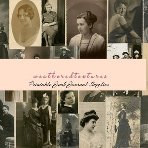 Junk Journal Ephemera Pack, Frauen Fotos Bilder Sofortiger digitaler Download, Vintage Postkarten Set, Ephemera Postkarten