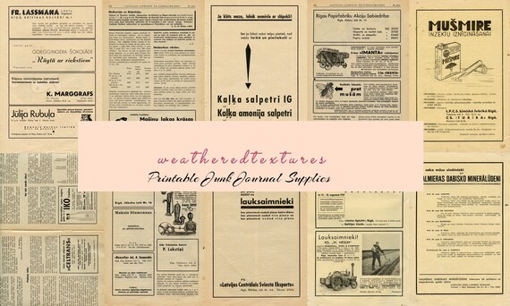 Vintage Newspapers Printable Paper Vintage Advertising Junk - Etsy