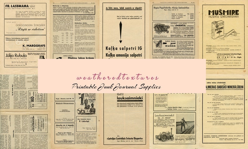 Vintage Newspapers Printable Paper Vintage Advertising Junk - Etsy