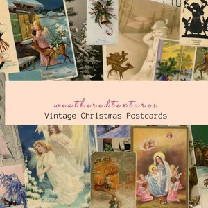 Hoja de collage digital de postales navideñas imprimibles - Descarga instantánea de tarjetas de diario vintage - Archivo Jpg de efímeras de scrapbooking, Kit 5