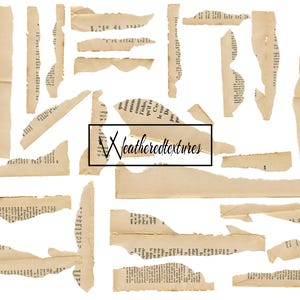 Carta strappata, 29 file PNG trasparenti, Scrapbooking, Clipart di carta strappata, clipart di carta, vecchia carta vintage, download digitale per riviste spazzatura
