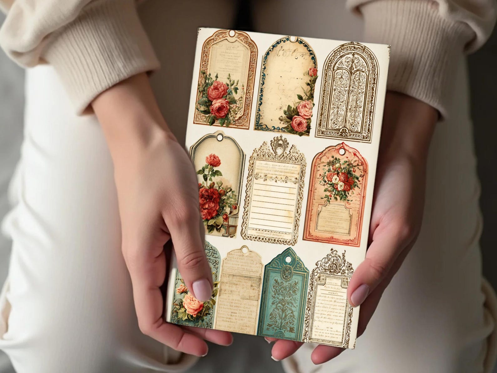 Vintage Junk Journal Tags Ephemera Kit, Shabby Chic Scrapbook Elements ...