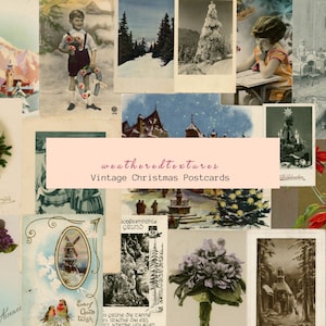 Cartes postales de Noël à imprimer, téléchargement immédiat, cartes de journalisation vintage - éphémères de scrapbooking, kit 6