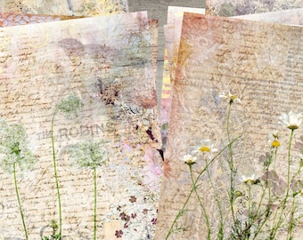 Floral Junk Journal Paper: Vintage Printable Collage Sheets (Digital Download)