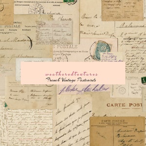 Postales manuscritas Vintage imprimible Ephemera Descarga digital, 20 postales escritas a mano imprimibles vintage