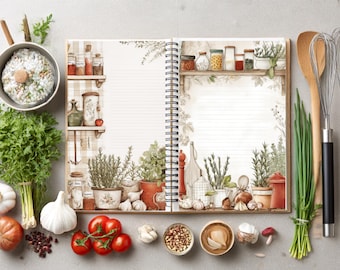Rezept Journal Seiten: Vintage Omas Küche Ephemera (Digitaler Download)
