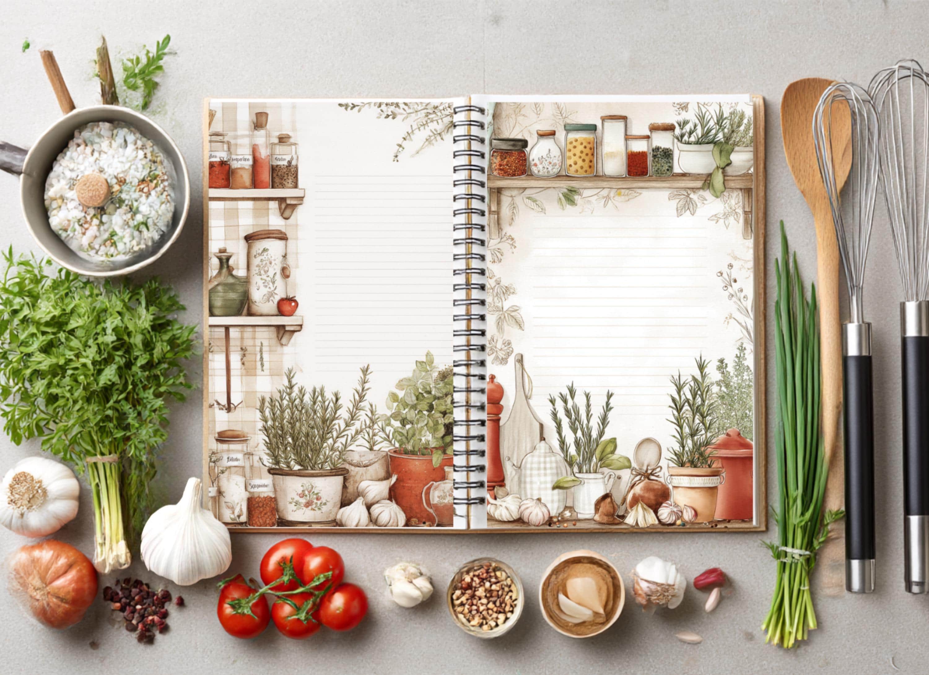 Printable Recipe Journal Pages: Vintage Grandma's Kitchen Ephemera ...