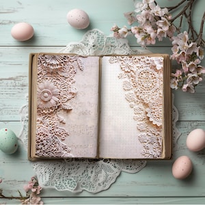 Spitze Papier, Spitze, digitales Papier, Spitze digital, Druckbares Kit, Deckchen Junk Journal Kit, Vintage Spitze Papier