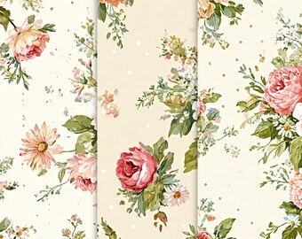 Vintage Floral Scrapbook Paper: Decorative Crafting Paper (12 Sheets)