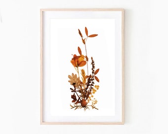 Pressed Flowers Print pressed plant print flowers wall art neutral color floral décor modern farmhouse botanical décor pressed flower art