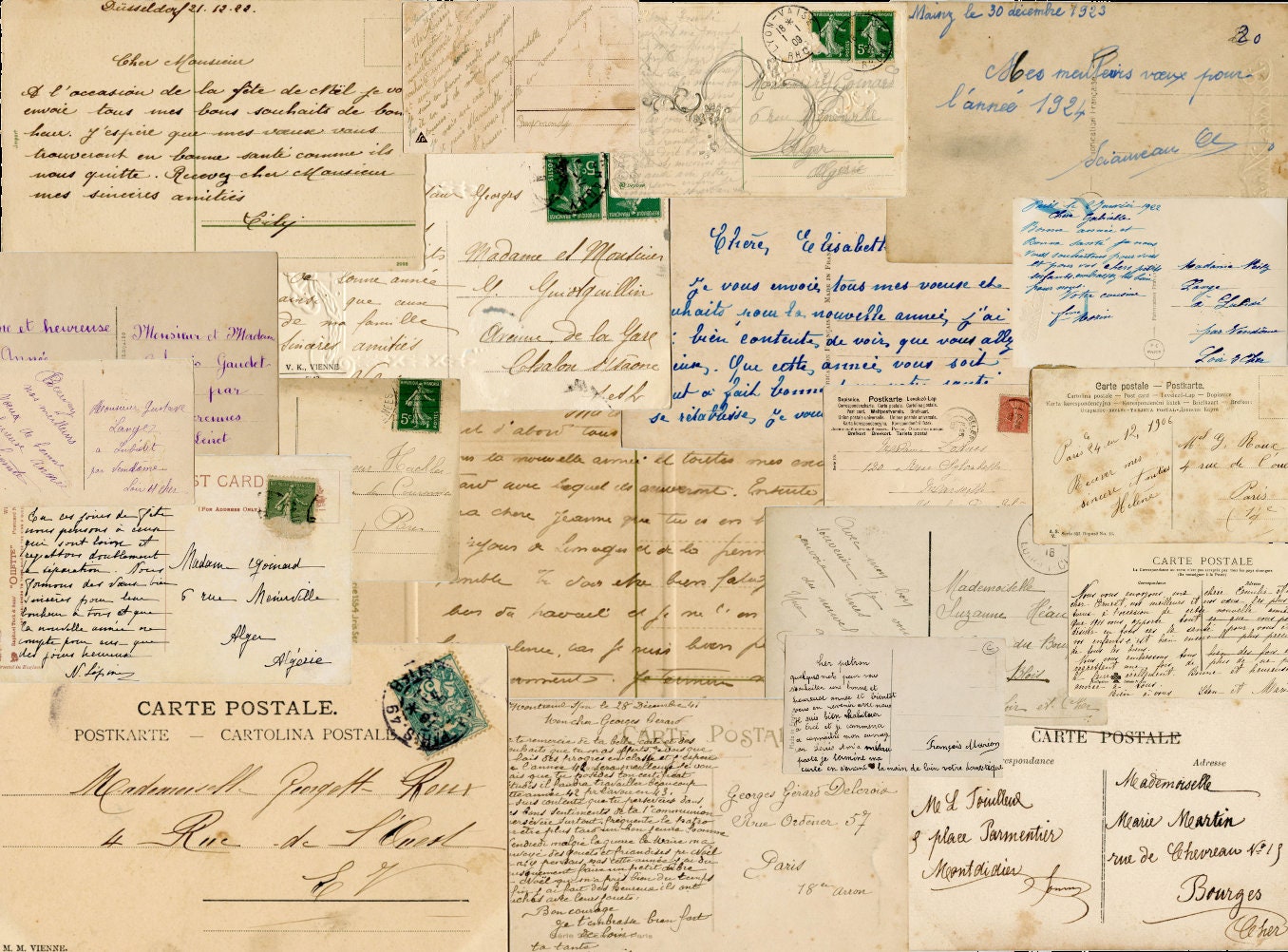 Vintage Postcards' Back in French Handwritten French Etsy