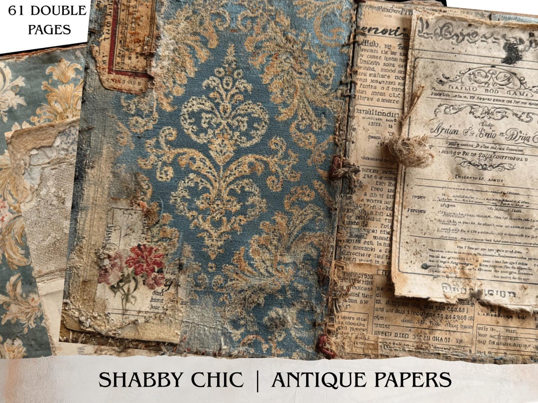 Vintage Junk Journal Kit, 61 Double Pages, Shabby Chic Ephemera ...