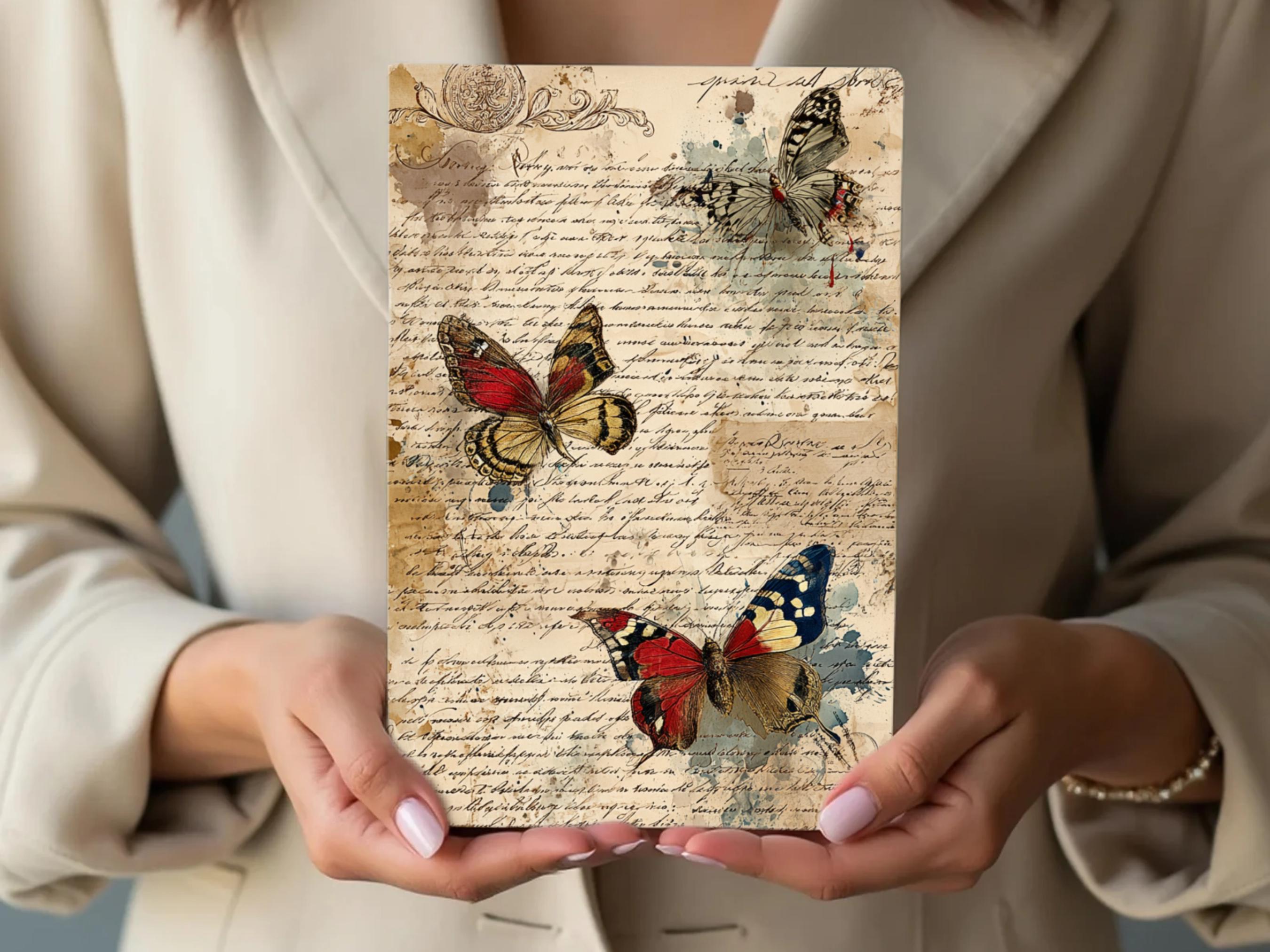 Vintage Butterfly Junk Journal Kit, Antique Handwritten Ephemera Pages ...