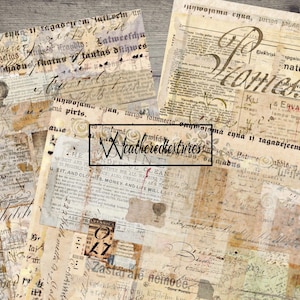 Antique Newspaper Junk Journal Paper: Collage Ephemera (Digital Download)