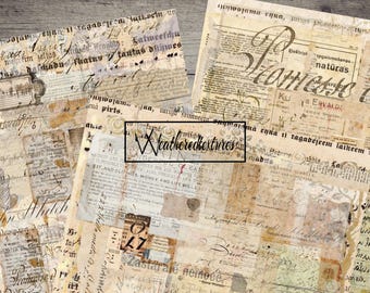 Papel de periódico antiguo: Collage efímero (descarga digital)