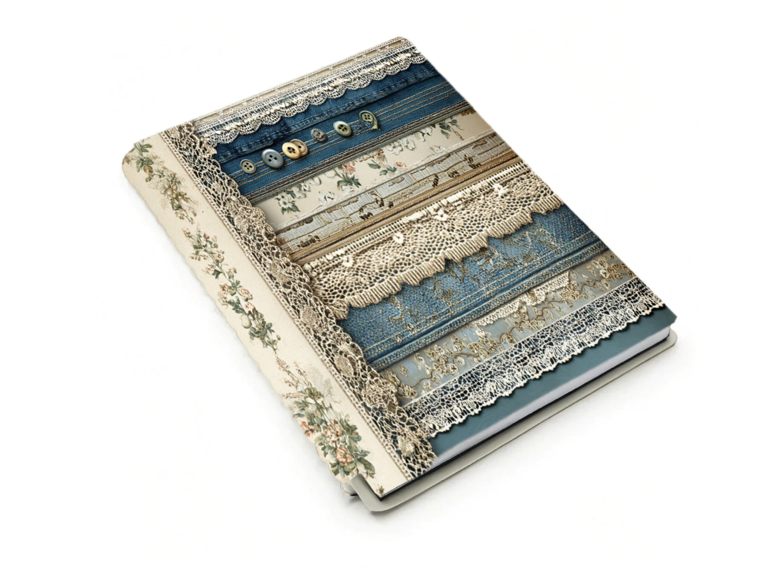 Vintage Denim Patchwork Digital Paper Pack, Shabby Chic Lace Junk ...