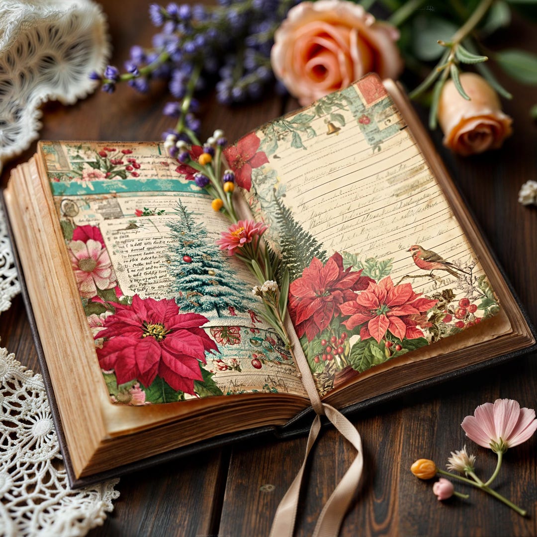 Vintage Christmas Junk Journal Kit – Retro Holiday Ephemera (digital ...