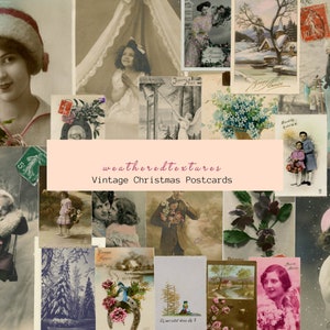 Französische Postkarten zum Ausdrucken, Weihnachten Digitale Vintage Postkarten Junk Journal Scrapbooks Planer, Viktorianische Weihnachten, Journal Karten, Kit 12