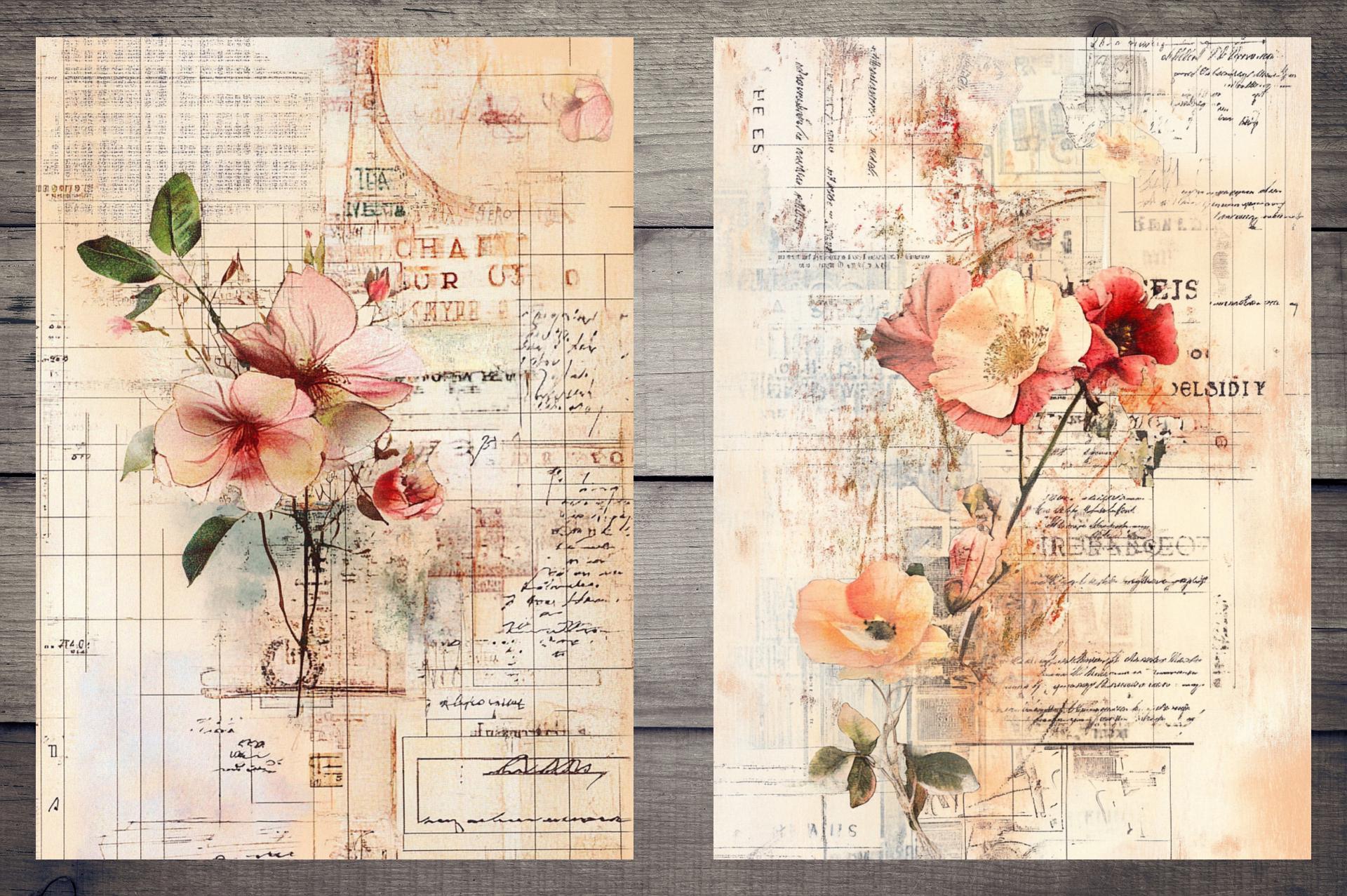 Floral Junk Journal Printable Pages (digital Download) - Etsy