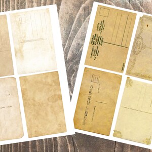 May include: Set of eight vintage-style postcards with blank spaces for writing messages. The postcards are cream-colored with a slightly textured surface and have a worn, aged look.