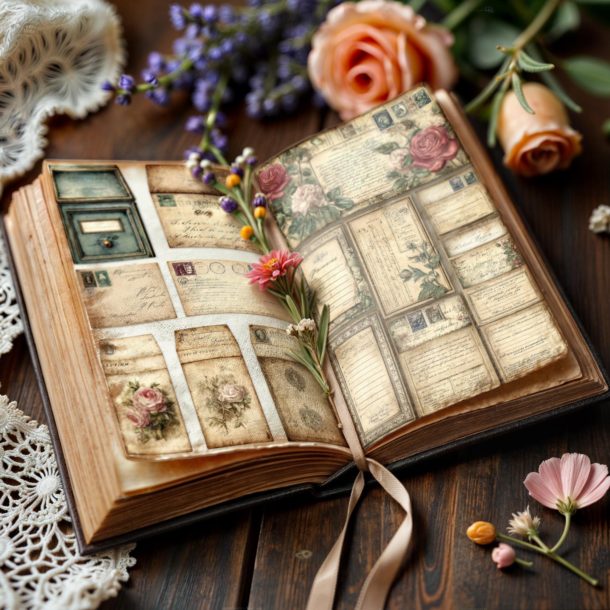 Vintage Junk Journal Kit, Printable Ephemera Pack, Floral Antique ...