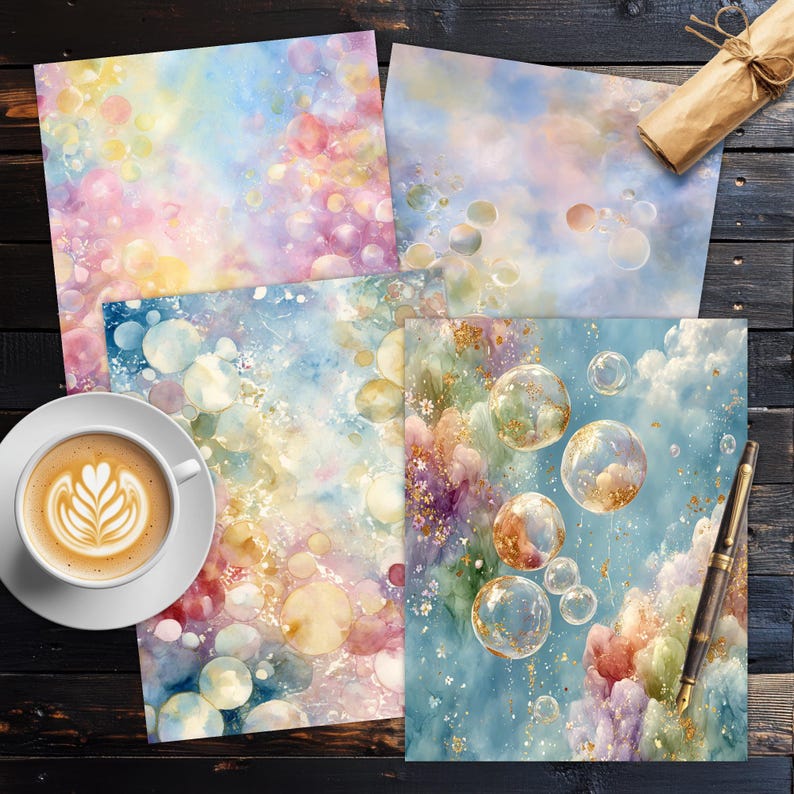 Watercolor Bubble Digital Paper: Scrapbook Backgrounds (digital ...