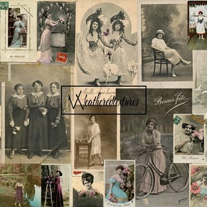 Cartes postales numériques imprimables, 20 cartes postales femmes des années 1900 à 1920, cartes postales vintage, cartes postales imprimables pour les revues indésirables, Kit 36