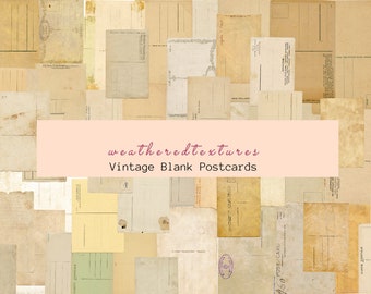 cartes postales numériques vierges vintage, dos de carte postale, documents éphémères imprimables en téléchargement numérique, journal indésirable, planificateur de courrier, kit de journal bricolage