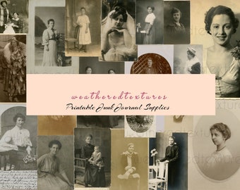 Junk Journal Ephemera Pack, Women Photos Images Instant Digital Download, Vintage Postcards set, Ephemera Postcards